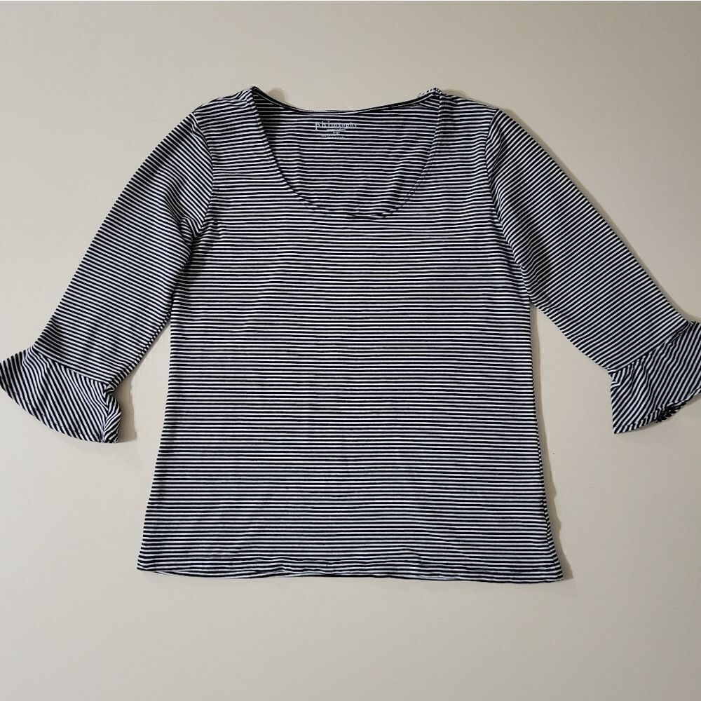 Philosophy Women's Navy Stripe Scoop-neck Elbow Bell Sleeve Top